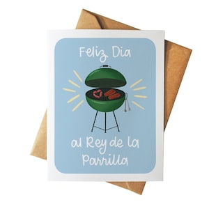 Feliz Dia ao Rei da Parrilla | Tarjeta Para Papa | Dia dos Pais | Latinx Cartão Comemorativo | Churrasqueira Ilustrada | Mexicano Dia del Padre | Pai
