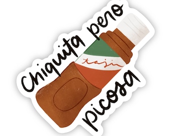 Chiquita Pero Picosa Vinyl Sticker | Tajin Illustrated Latinx Design | Spanglish Mexican Die-cut, Laptop Waterproof Sticker | Hot Sauce