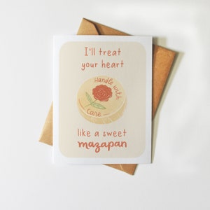 I'll Treat Your Heart Like a Sweet Mazapan | Cute Mexican Love Greeting Card | Latinx Culture | Tarjeta Mexicana Amor | Valentines Day