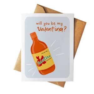 Will You Be My Valentina? | Valentine's Day Card | Cute Mexican Love Greeting Card | Latinx Pop Culture | Tarjeta Mexicana Hot Sauce