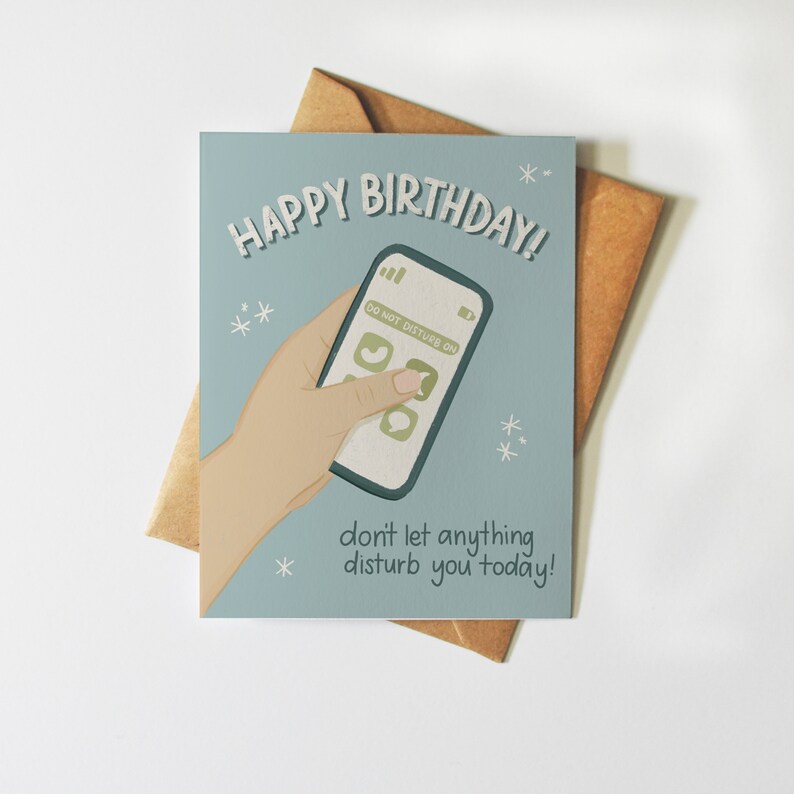 Do Not Disturb Birthday Card Greeting Card Funny Gift for Friend Introvert Birthday Social Media Break image 1