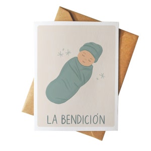 Tarjeta de felicitación La Bendicion / Regalo de Baby Shower español inspirado en la lotería / Cultura Latinx / Ilustración dibujada a mano / Mexicano, Bebe, Embarazo