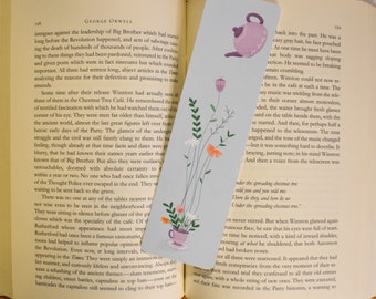 Cute-tea Bookmark | Digital Art Illustration | Tea Kettle Floral Drawing | Cozy | Bookworm | Reading