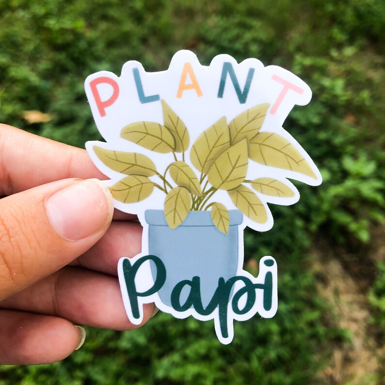 Plant Papi Sticker Houseplant Lover Plant Parent Gift Die-cut, Laptop, Waterbottle, Hydroflask, Waterproof Sticker image 1