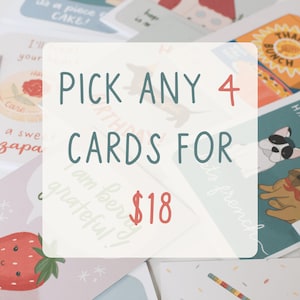 Pacote de 4 cartas | Misture e combine | Cartões comemorativos