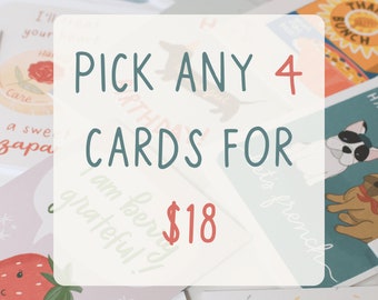 4 Card Bundle | Mix & Match | Greeting Cards