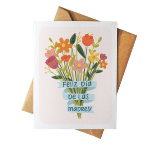 Feliz Dia de Las Madres Ramo de Flores | Dia das mães do Mama Bonito Ilustrado de Para | Flores para mamãe | Obrigado | Colorido desenhado à mão