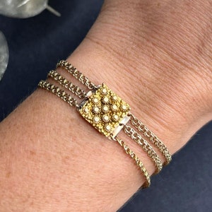 Antique 15ct Gold, Georgian Three Row, Cannetille Chain Bracelet