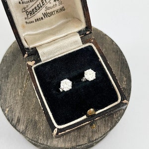 Antique 18ct White Gold, 1920s 0.84ct Diamond Stud Earrings in 6 Claw Settings