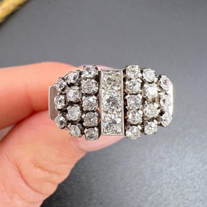 Vintage 18ct White Gold, 1960s 1.50ct Diamond Cocktail Tank Ring