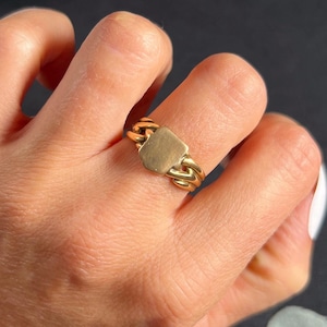 Antique 18ct Yellow Gold, Victorian Shield-Shaped, Woven Band Signet Ring, Hallmarked Birmingham 1889