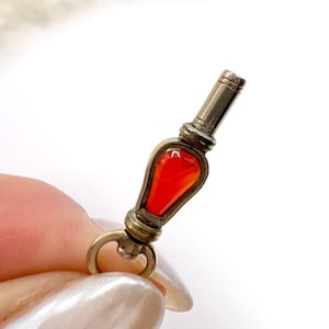 Antique 9ct Gold Cased, Edwardian Carnelian Pocket Watch Key Pendant Charm