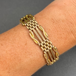 Antique 15ct Yellow Gold Stamped, Edwardian Gate Bracelet