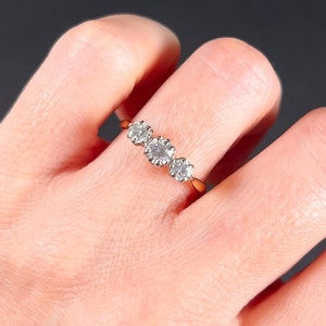 Preloved 18ct Yellow Gold, 3 Stone Brilliant Cut Diamond Engagement Ring, Trilogy Ring