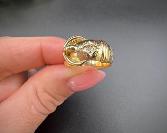 Antique 18ct Yellow Gold, Edwardian Star Set Diamond Buckle/Belt Ring