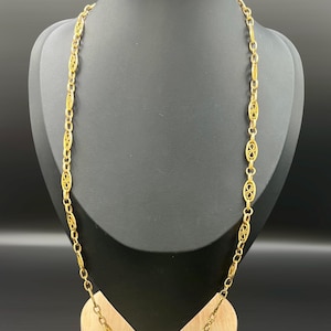 Antique 18ct Gold Stamped, 1920s 22 1/4 Inch Fancy Filigree Oval Link Chain Necklace