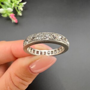 Antik platina från 1920-talet, fransk stämplad, alliansring med 1,20 karat diamant, vigselring bild 5
