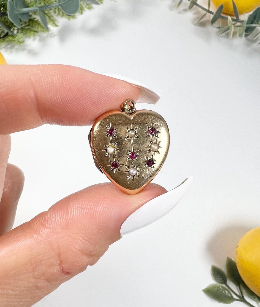 Ruby Heart Locket Vintage 9ct Gold Ruby & Pearl Heart Locket, Hallmarked Birmingham 1980 ...