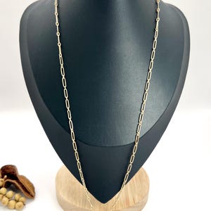 Antike 15 Karat Gelbgold gestempelt, 1920er Jahre 22 1/4 Zoll lange Gliederkette, Vintage Goldkette mit drehbarem Clip und T-Steg