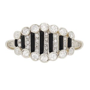 Antikes Original 1920er Jahre Platin, Art Deco 0,70ct Diamant und Onyx Cocktailring
