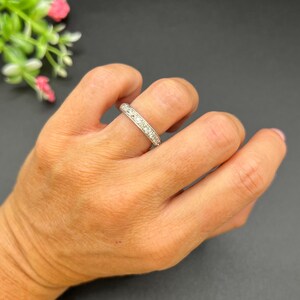 Antik platina från 1920-talet, fransk stämplad, alliansring med 1,20 karat diamant, vigselring bild 3
