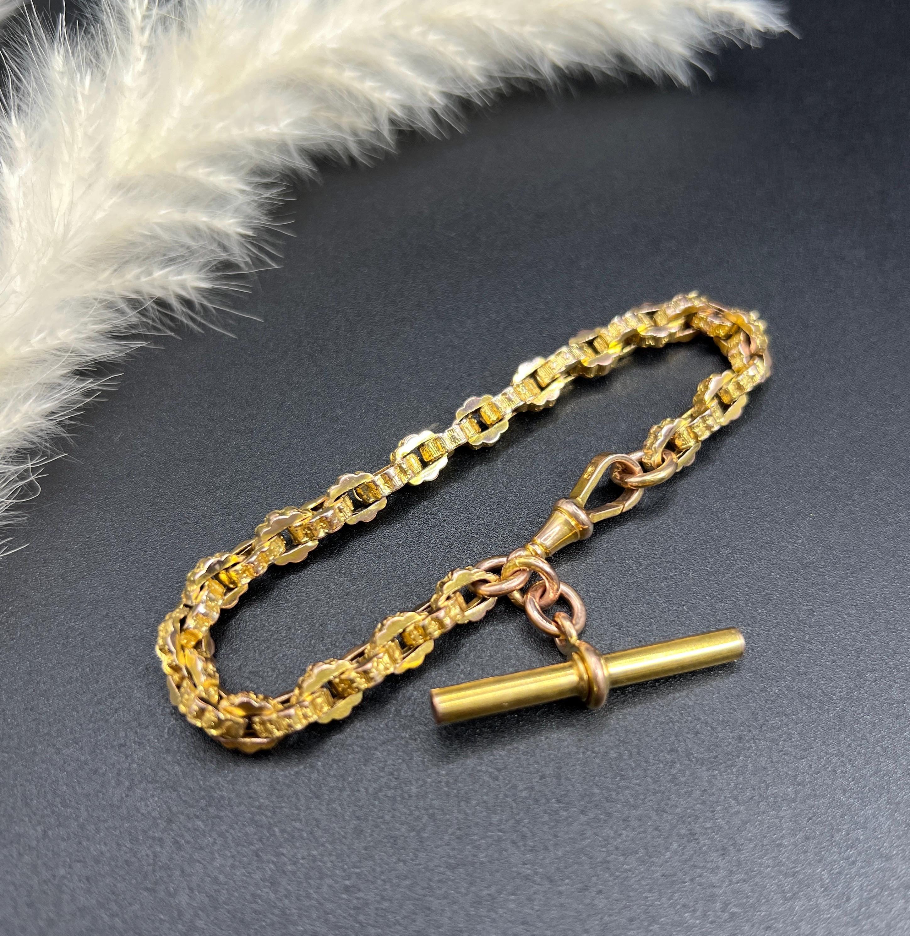 Antique 9ct Yellow Gold Stamped, Victorian Fancy Link Albert