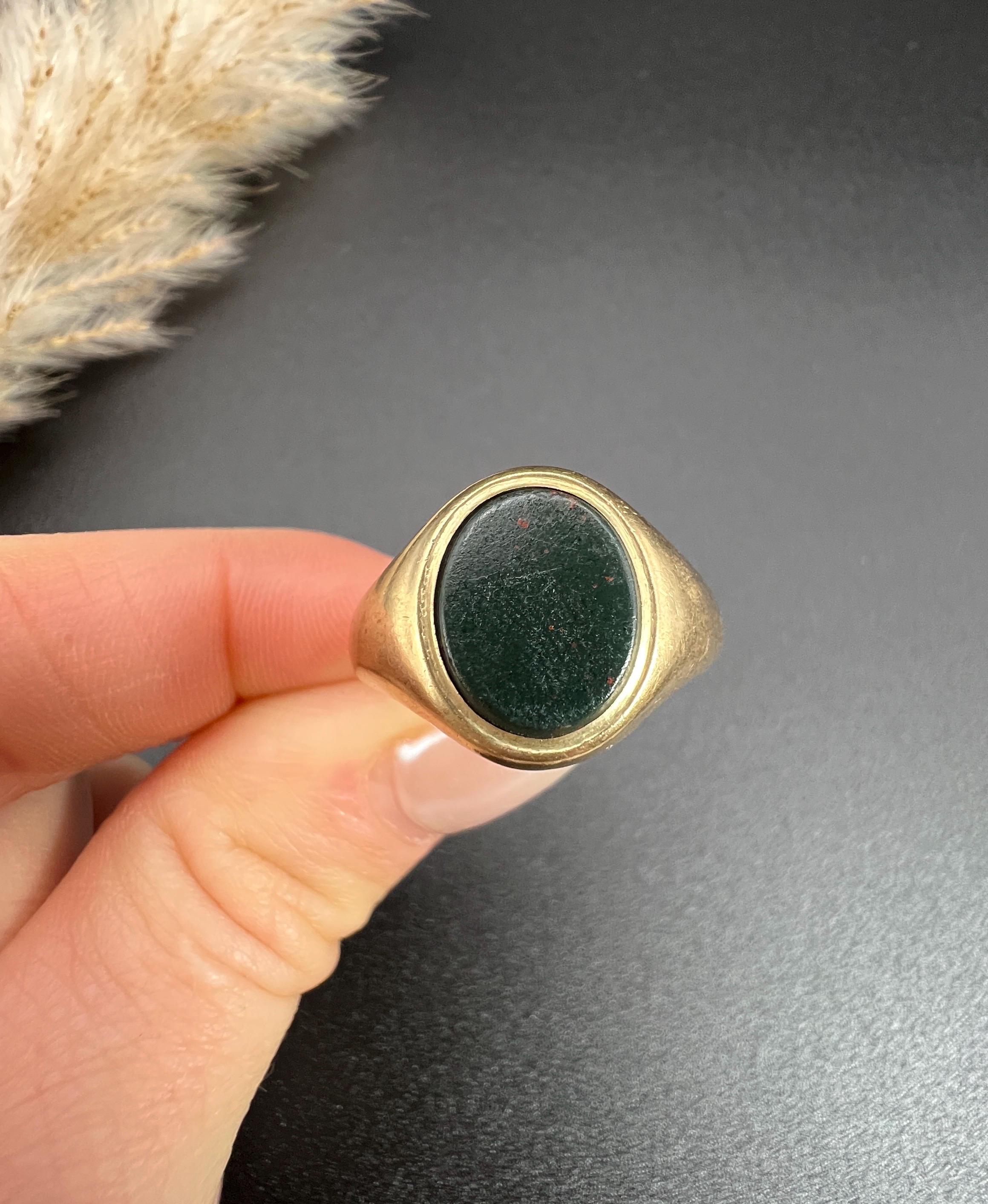 アクセサリー 9ct Bloodstone ring Birmingham 1942 9ct Gold & Oval Bloodstone Signet Ring (908K) | The Antique