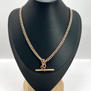 Antique 9ct Rose Gold Albert Chain: Edwardian Watch Chain Necklace