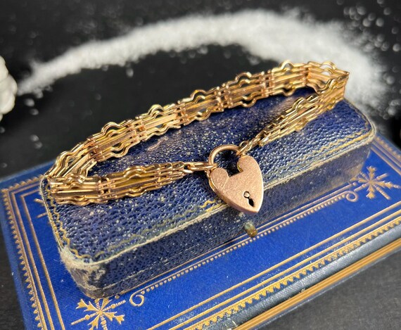 ヴィンテージ 9カラット ローズゴールド、1940年代 ゲートブレスレット