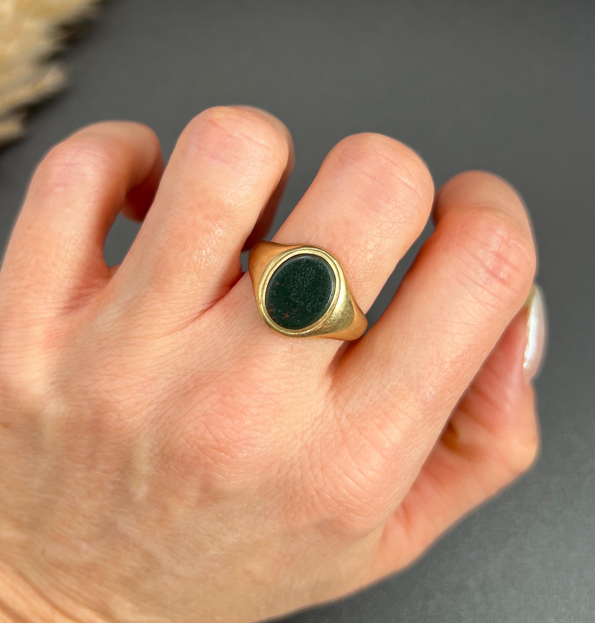 アクセサリー 9ct Bloodstone ring Birmingham 1942 9ct Gold & Oval Bloodstone Signet Ring (908K) | The Antique
