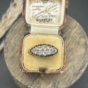 Antique 18ct Gold Stamped, Victorian Diamond Boat Shaped Ring, Circa 1880