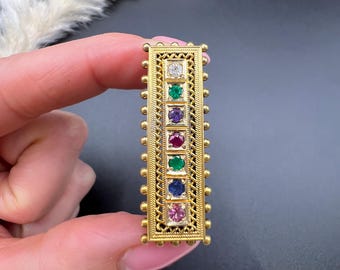 Antique 15ct Yellow Gold, Victorian DEAREST Acrostic Brooch