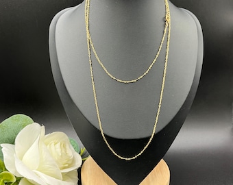 Antique 15ct Yellow Gold, Edwardian 30.5 Inch Link Chain with Bolt Ring Clasp