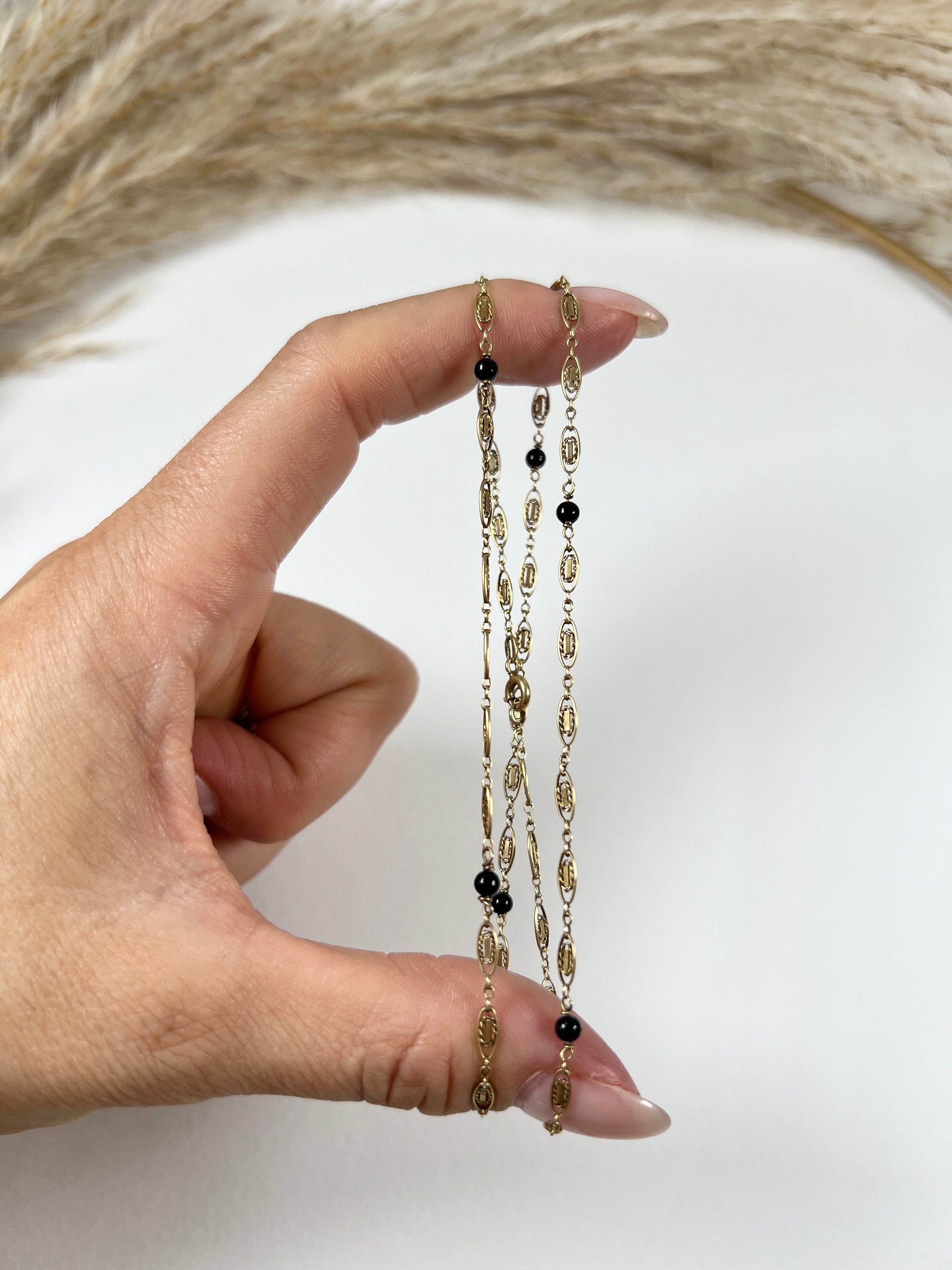 Vintage 14ct Yellow Gold, 1930s Fancy Oval Link Chain With