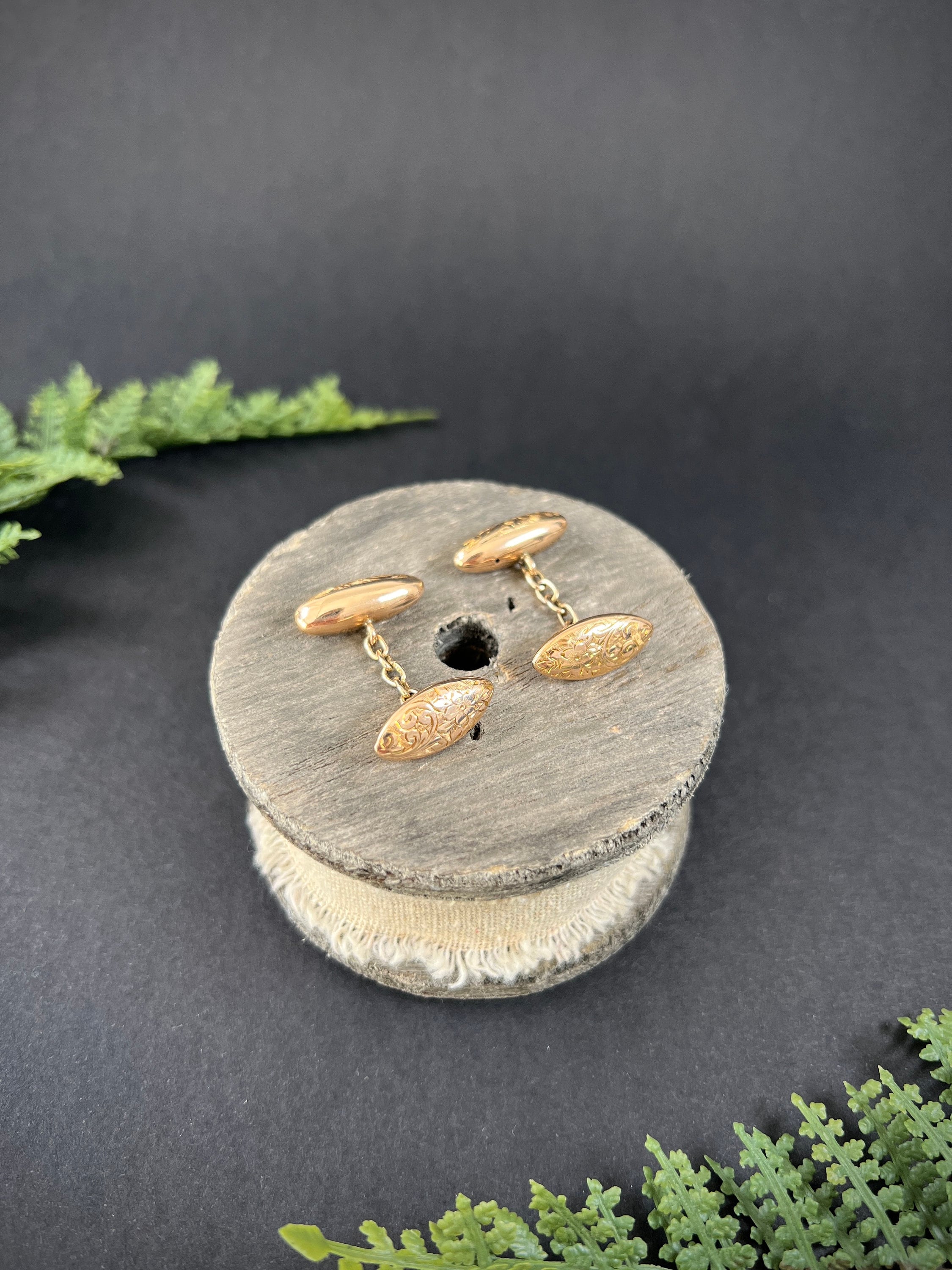 Boutons De Manchette En Or 9 Carats Birmingham 1903 - Vintage, Signés C.E. Williams, 8g