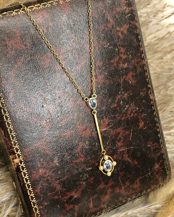 Edwardian Aquamarine Pendant Necklace