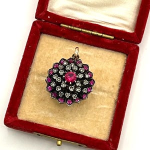Antiker Synthetischer Rubin & Diamant Anhänger Circa 1865