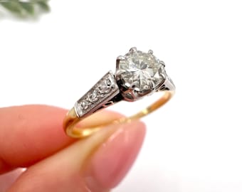 Vintage 18ct Yellow Gold, 1940s Single Stone Diamond Engagement Ring