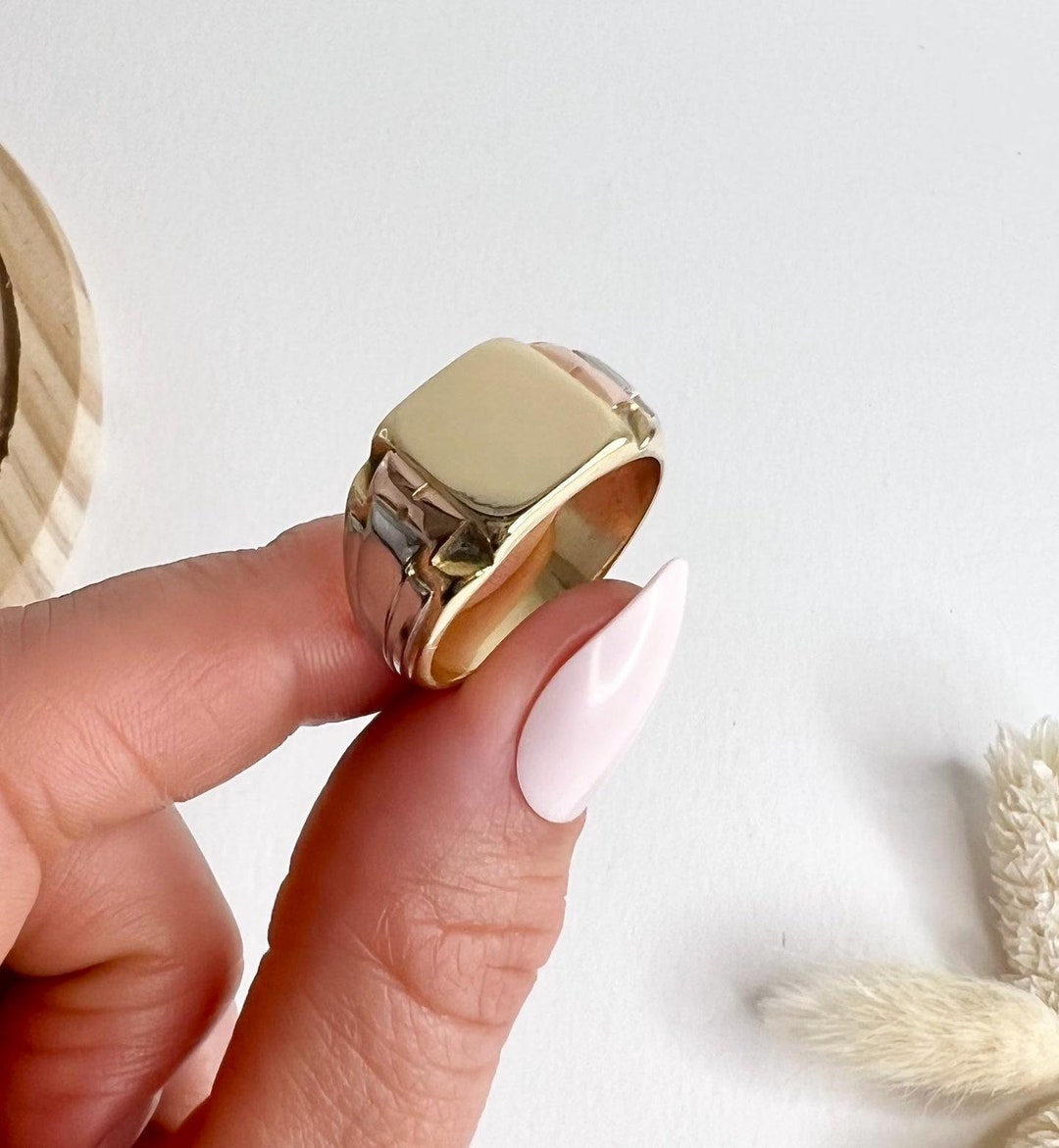 Antique 18ct Gold & Platinum, 1920s Art Deco Signet Ring - Etsy