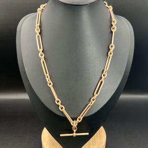 Antique 9ct Rose Gold Albert Watch Chain: Trombone Link, Chester 1903