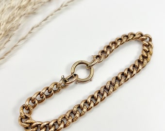 Bracelet gourmette floral édouardien ancien en or rose 9 carats