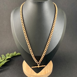 Antique 9ct Rose Gold Albert Chain Necklace: Chester Hallmarked Victorian