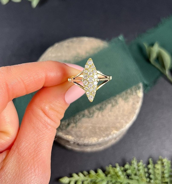 Antiker 18ct Gold, viktorianischer Diamant Marquise/Navette Ring