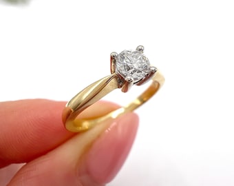 Vintage 18ct Yellow Gold, Brilliant Cut Diamond Single Stone Engagement Ring