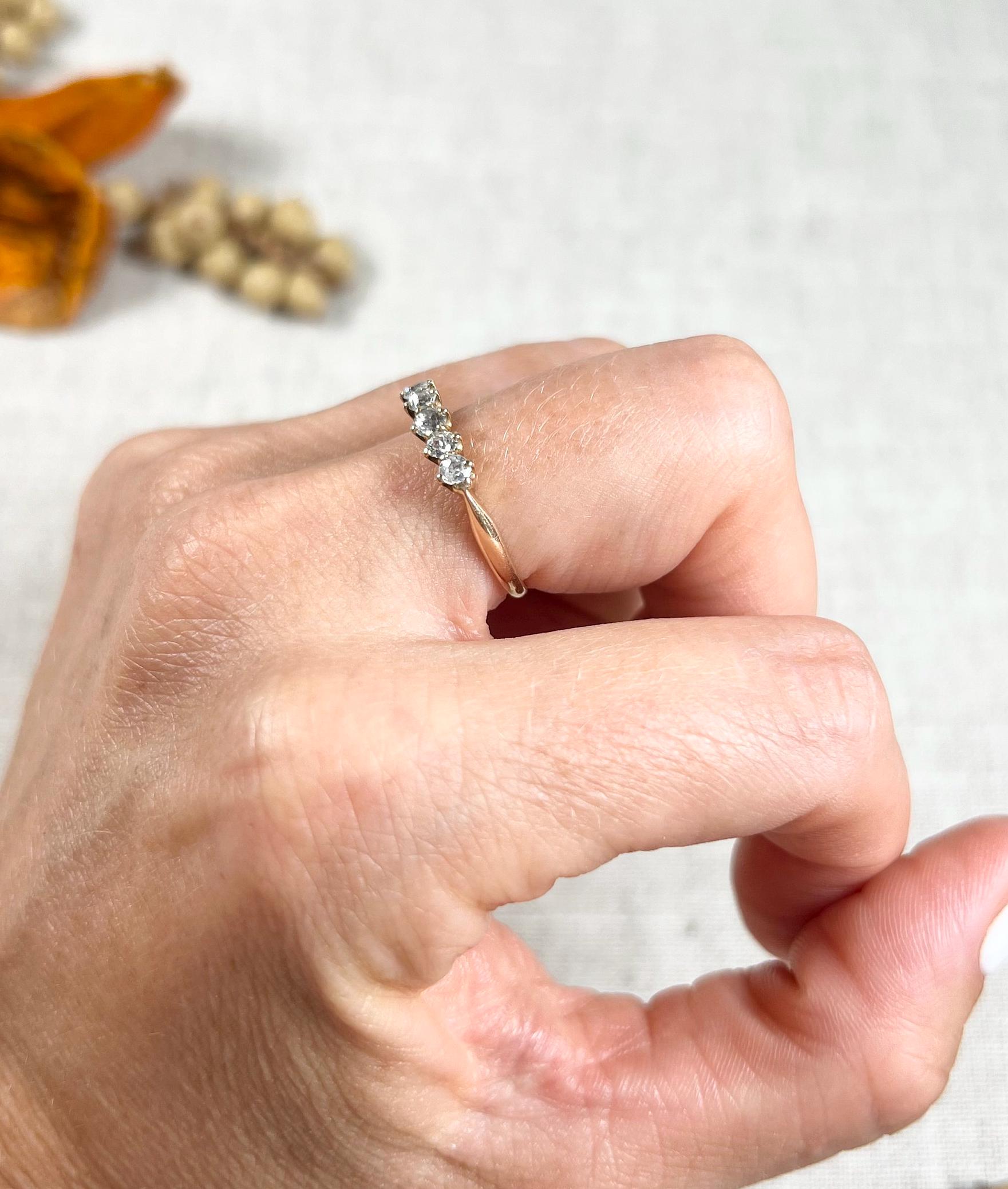 Vintage 14ct Yellow Gold Diamond Five Stone Ring, Anniversary