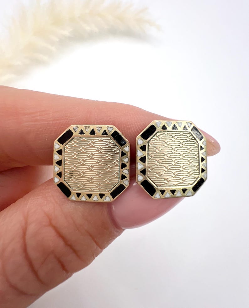 Antique 9ct Gold Stamped, 1920s Art Deco Octagonal Shaped, Engine ...