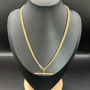 Antique 9ct Gold Curb Link Albert Chain Necklace, Birmingham 1923