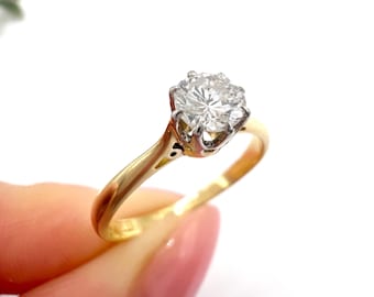 Vintage 18ct Yellow Gold & Platinum, Brilliant Cut Diamond Single Stone Engagement Ring
