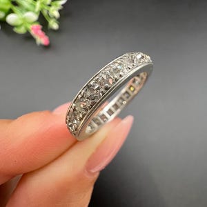 Antik platina från 1920-talet, fransk stämplad, alliansring med 1,20 karat diamant, vigselring bild 1