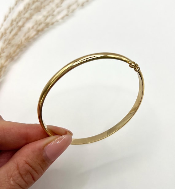 Vintage 18ct Yellow Gold Stamped, 1940s Plain Hinged Bangle